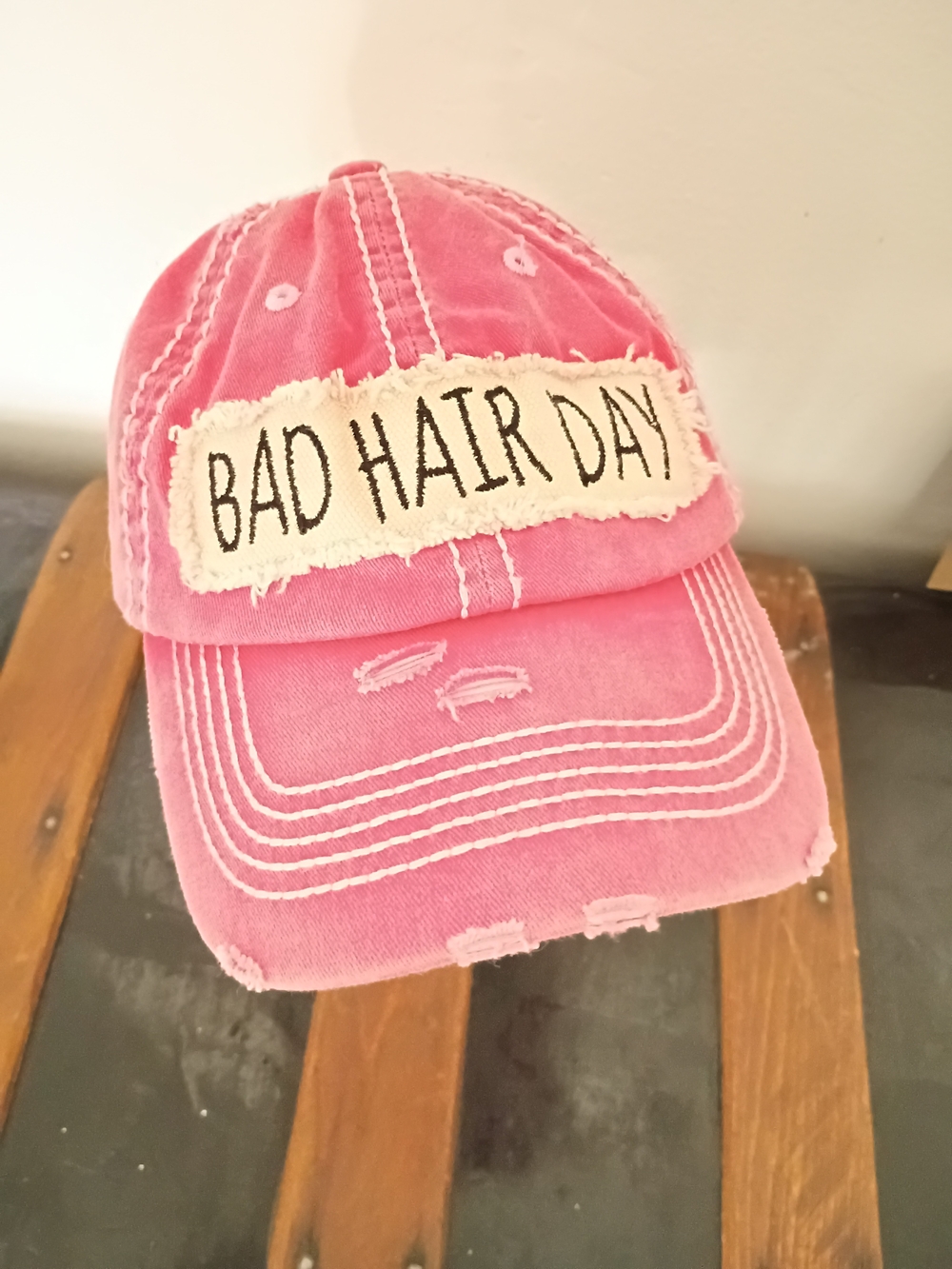 Kids Pink 'Bad Hair Day' Baseball Cap